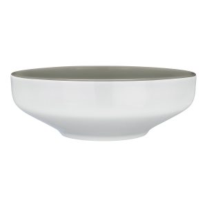 Schale ußen weißes Porzellan, innen grau gespritzt (sieht nach regen aus), Form leicht konisch nach oben zulaufend