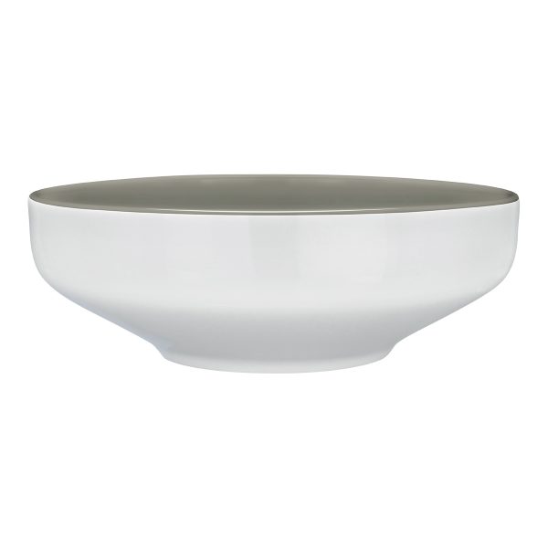 Schale ußen weißes Porzellan, innen grau gespritzt (sieht nach regen aus), Form leicht konisch nach oben zulaufend