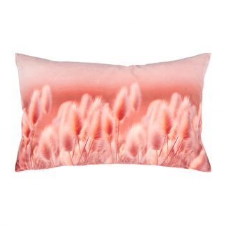 Kissenhülle in Grundfarbe apricot mit Farbverlauf mit Druck von Hasenschwänzchen flächig in Kissenfarbe (beidseitig)